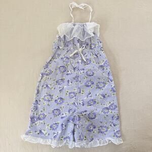 Vintage Violet Gingham Halter Romper 5t